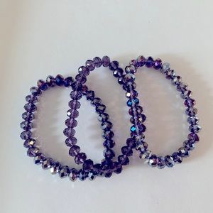 Purple stone color stretch bracelets 3 of them